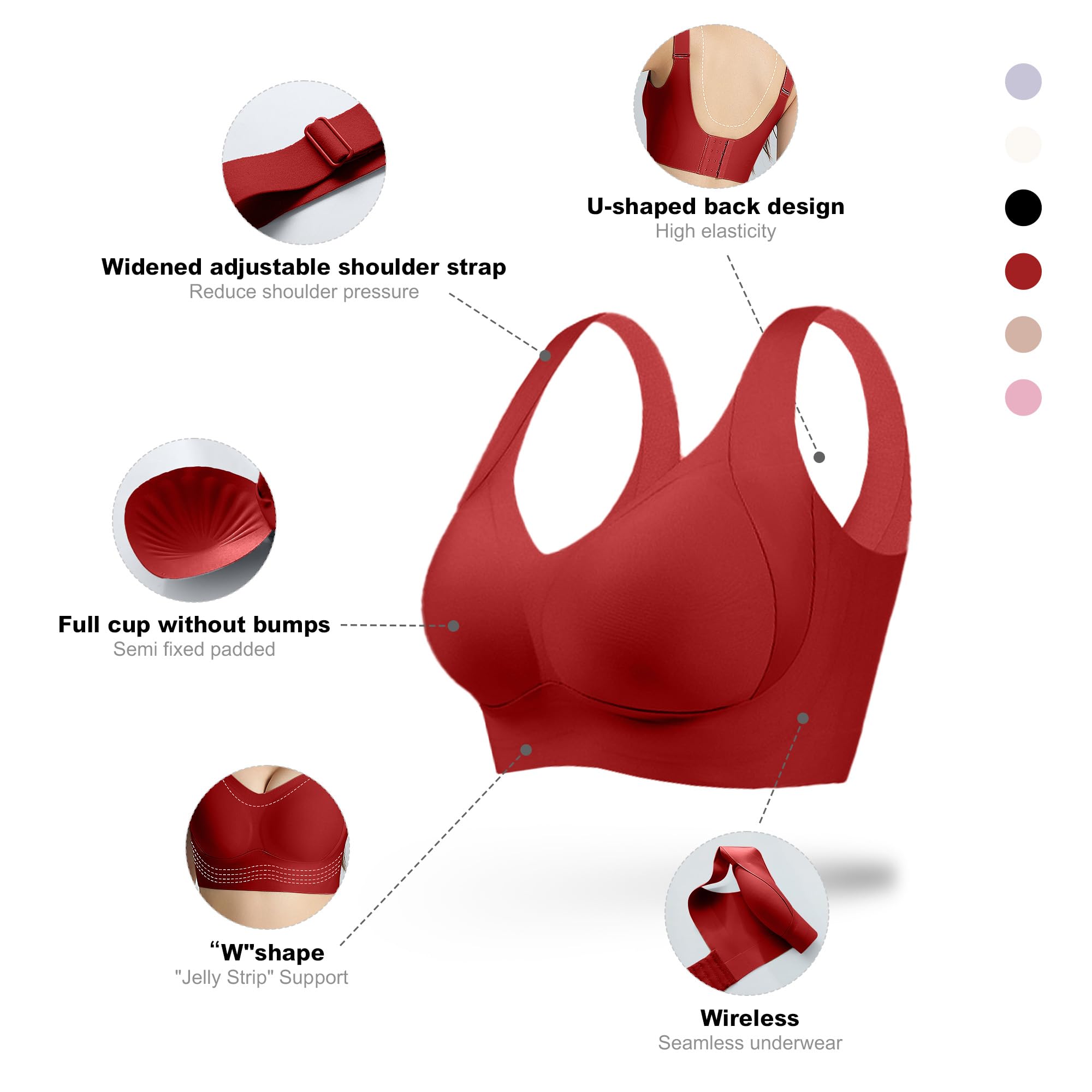 Fittingirls Reggiseni Taglie Forti per Donna Senza Ferretto - Copertura Completa, Reggiseni Quotidiani Comodi Imbottiti