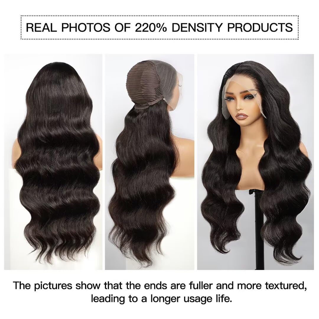 IWISH 220% Density Full 13x6 Body Wave Lace Frontal Wigs Human Hair Virgin Body Wave 26Inch 13x6 HD Transparent Lace Front Wigs 12A Brazilian Human Hair Pre Plucked With Baby Hair