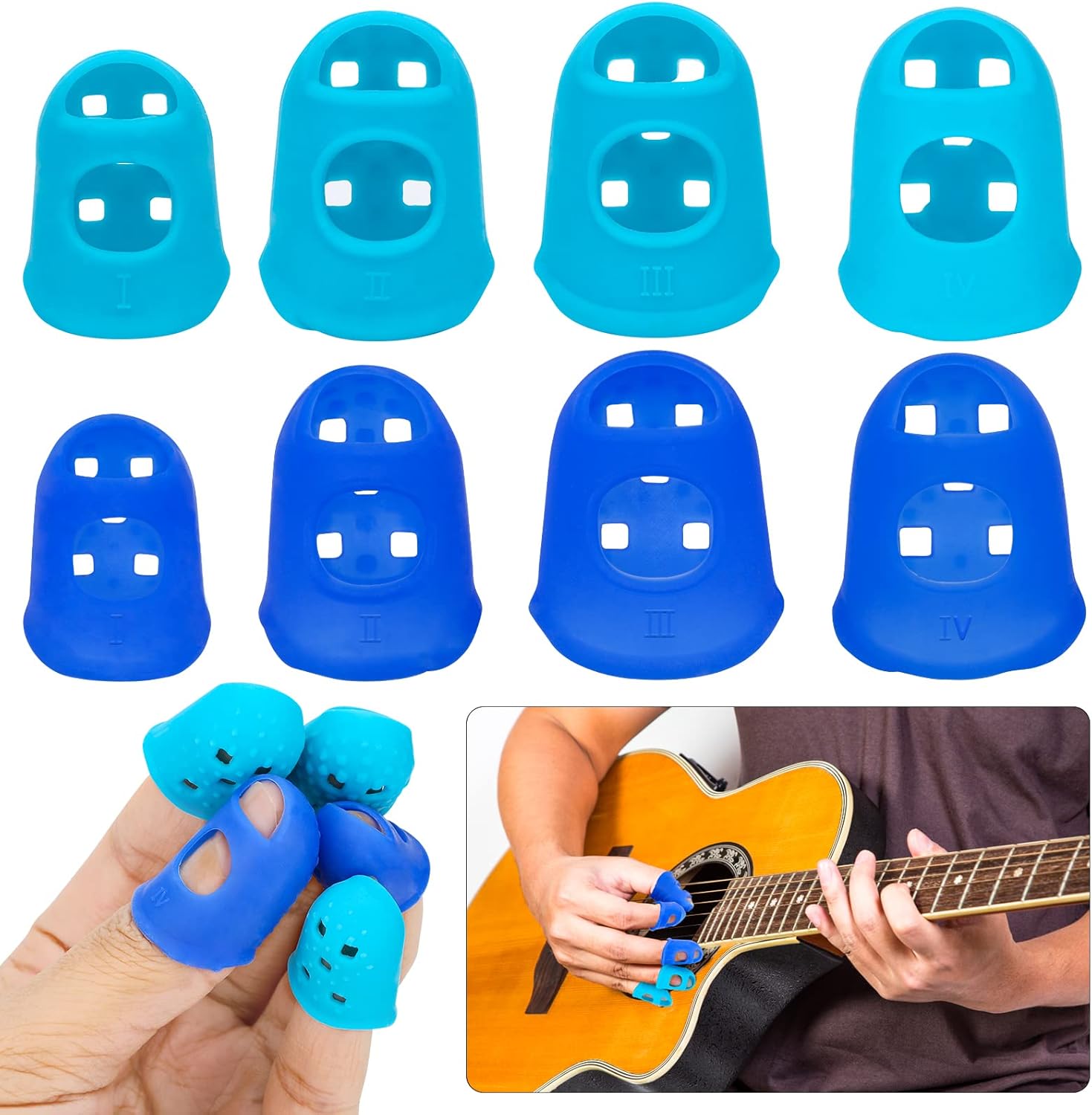 PROUSKY 16 Pieces Finger Protectors Finger Tips, 4 Sizes Silicone