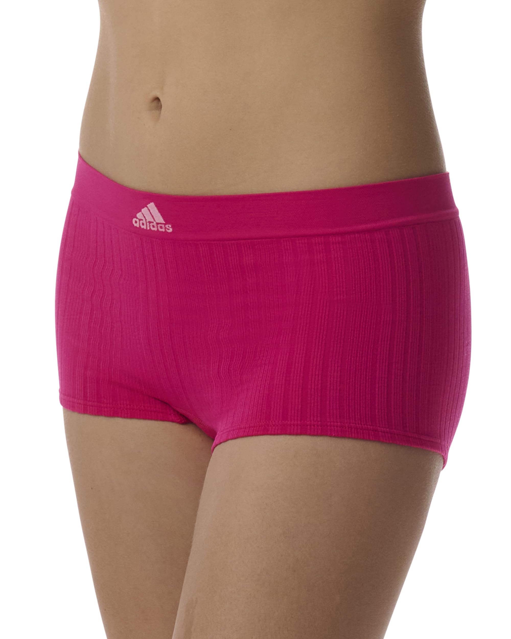 adidas Damskie krótkie majtki chłopięce (6 sztuk), Prawdziwy magenta prążkowany/czarny/brzoskwiniowy bat/świadomy różowy żebrowany/szary wrzosowy/fioletowy cień, XL