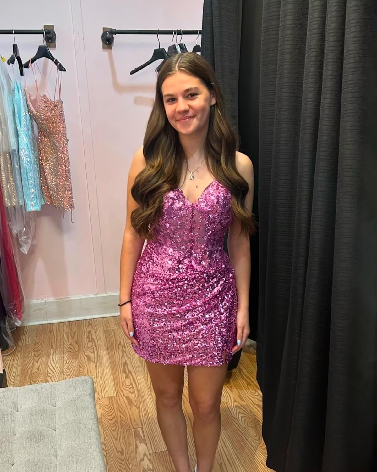 Noras dress Sparkly Sequin Mini Homecoming Dress 2025 Spaghetti Straps Cocktail Party Dresses for Teens NO158