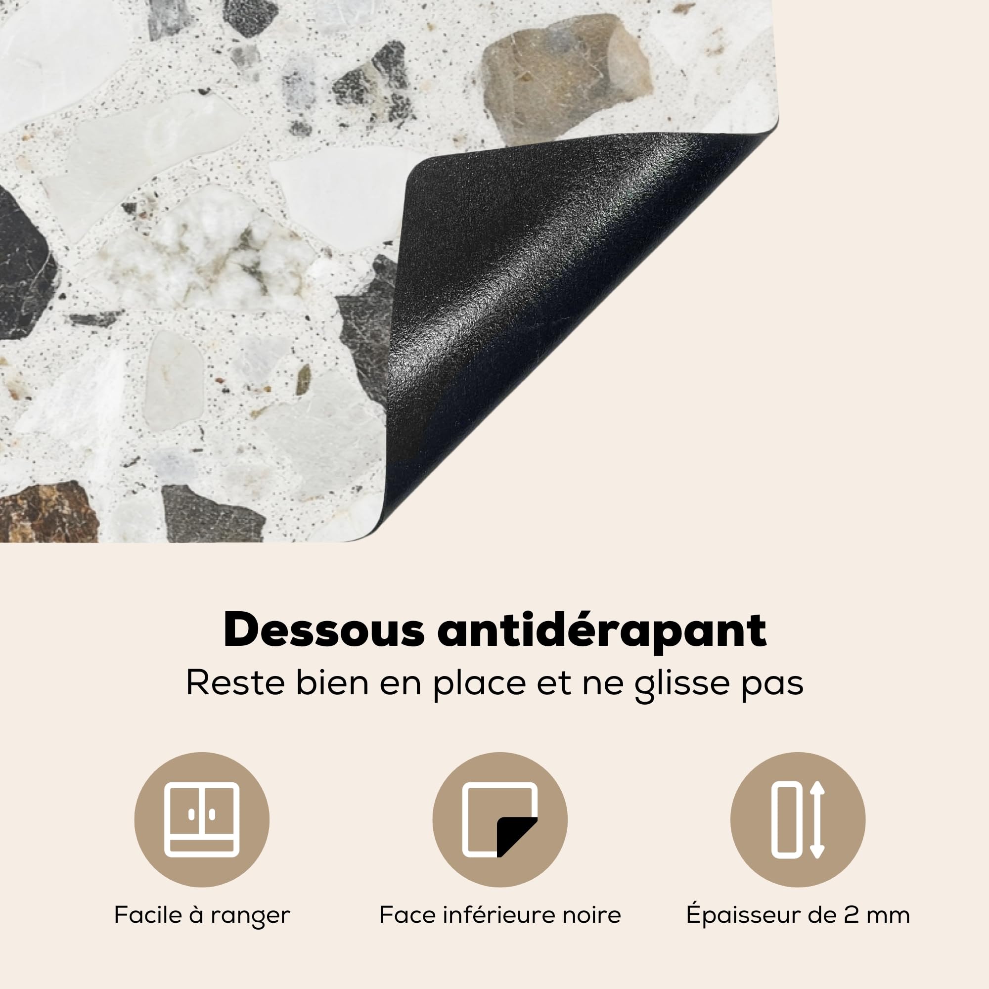 KitchenYeah© Protection Plaque Induction Protege Deco Cuisine Cache Protège | 78x52 cm - De Cuisson Accessoires Marbre - Terrazzo - Décoration - Intérieur