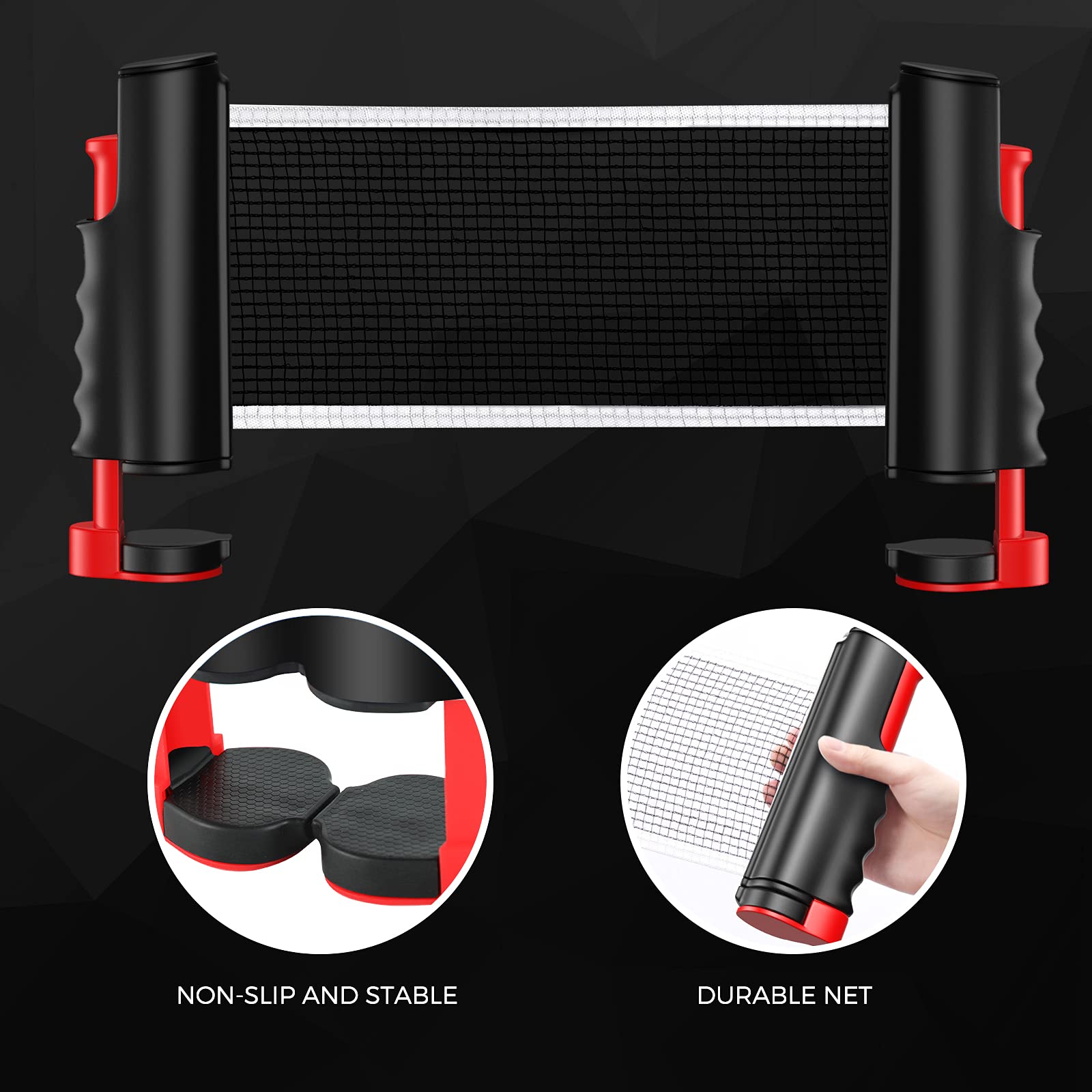 Ensemble de tennis de table avec Rollnet réglable, 2 raquettes et 2 balles Ensemble de tennis de table avec Rollnet réglable, 2 raquettes et 2 balles