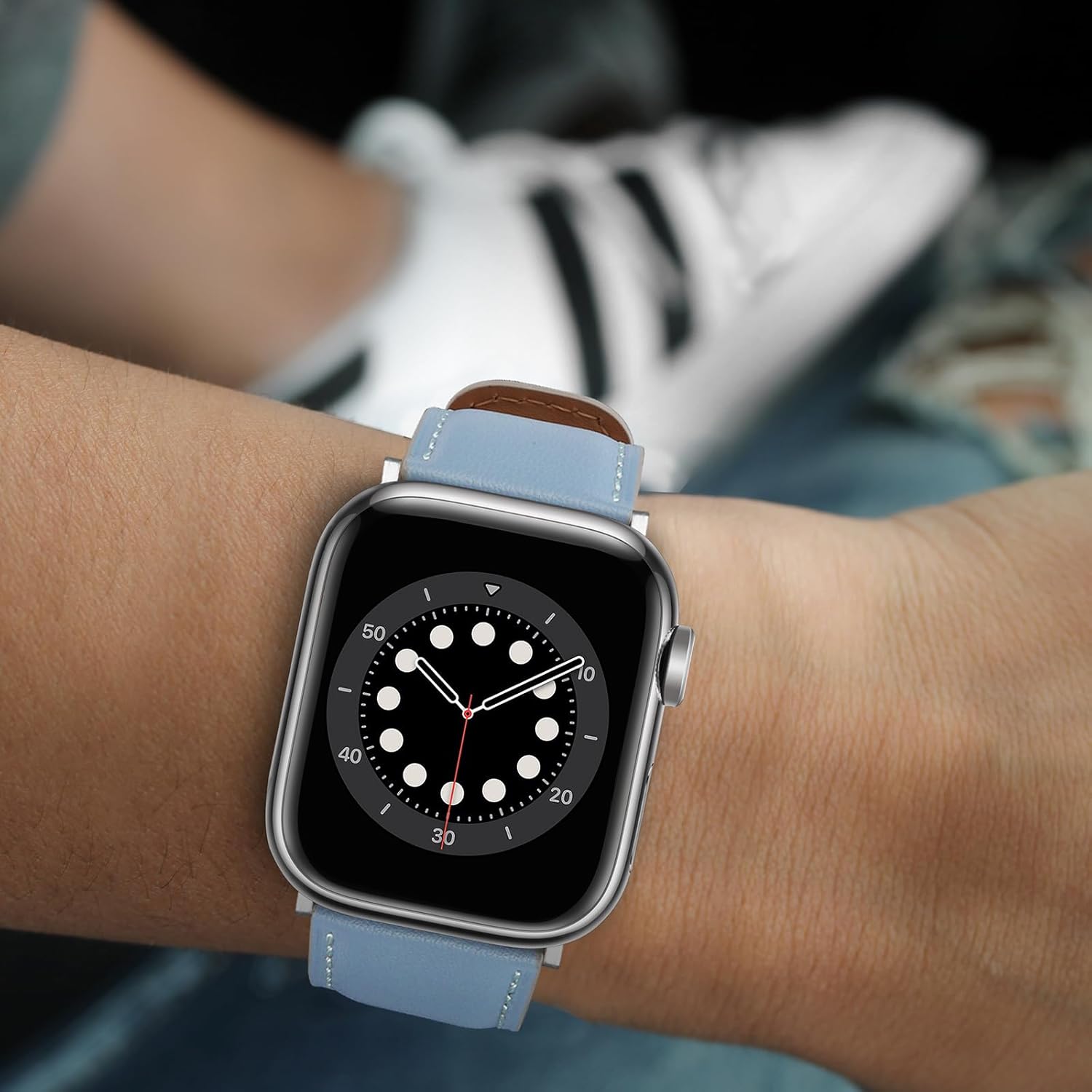 Tasikar Bands Compatible with Apple Watch Band 42mm (Series11/10) 41mm 40mm 38mm Men Genuine Leather Replacement Bands Compatible with Apple Watch SE Series 11 10 9 8 7 6 5 4 3, Blue - Image 7