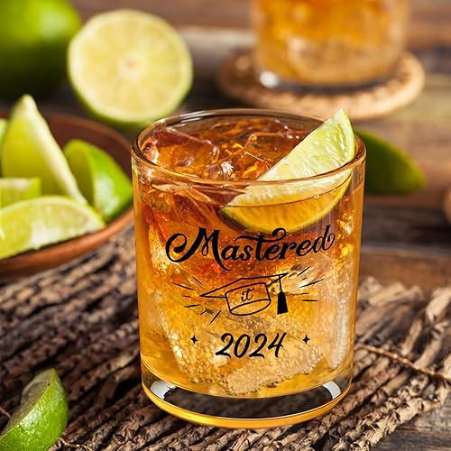 Miniatura 6 de DAZLUTE Regalos de graduación, Mastered it 2024 - Vaso de whisky para él, hombres, hijo, novio, maestros, graduados universitarios, regalos de