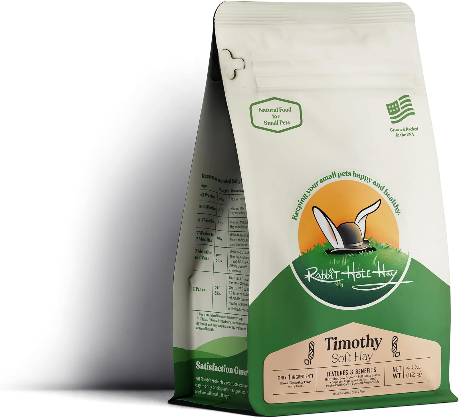 Ultra Premium Soft Timothy Hay for Small Pets - 4 oz Bag - Soft & Fresh