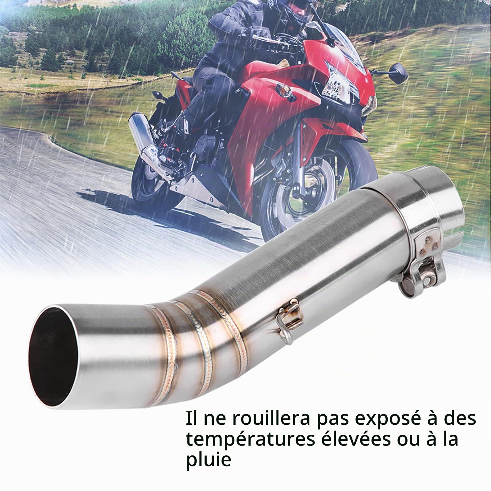 Qiilu Motos systèmes d'échappement Collecteurs d'échappement, Lien intermédiaire de tuyau d'échappement de moto pour CBR500R CB500X CBR400R CB400X