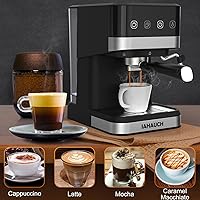 Vista 9 de Máquinas de café expreso de 20 bares, 1050 W, máquina de café con leche a presión, máquina de café expresso con espumador de leche, tanque de agua
