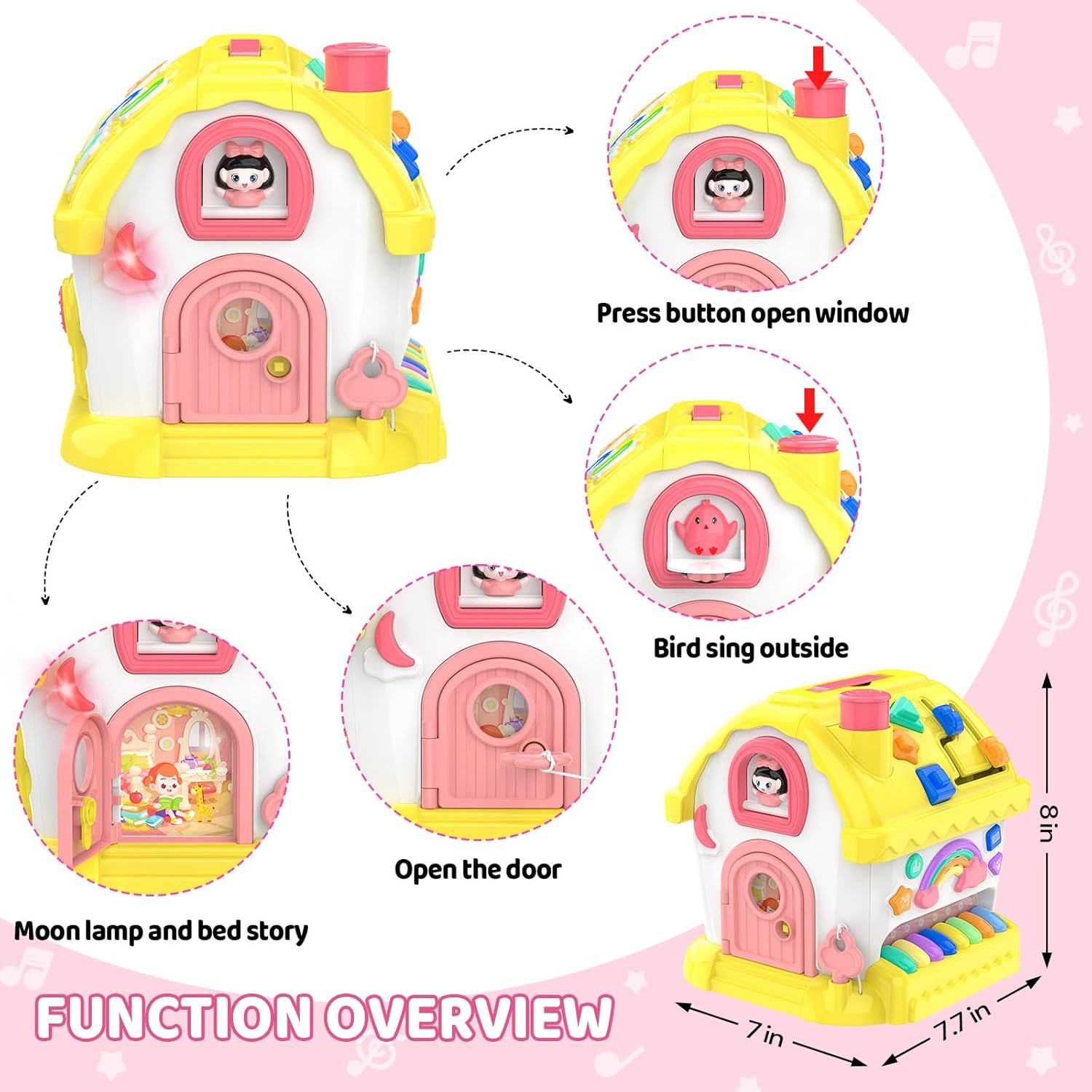 Montessori Toys for 1 Year Old Girl Gifts, 12-in-1 Bilingual Learning & Education Baby Toy 6-12-18 Months, Musical Toddler Girl Toys, 1st First Birthday Gifts for Baby Girls Boys, Yellow