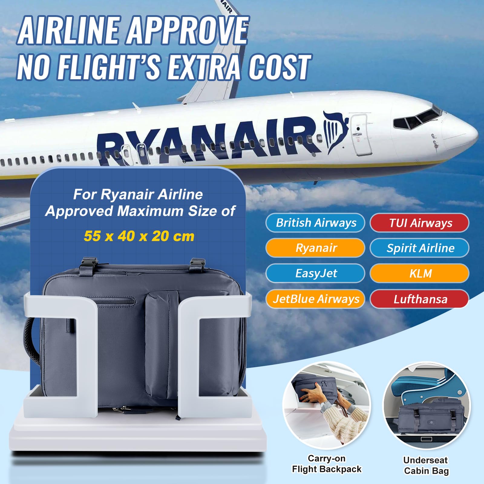 SZLX Borse da Cabina per Easyjet 45x36x20 Zaino da Viaggio Donna Ryanair 40x20x25 Bagaglio a Mano con porta usb zaino da viaggio aereo bagaglio a mano zaino per laptop Casual Daypack