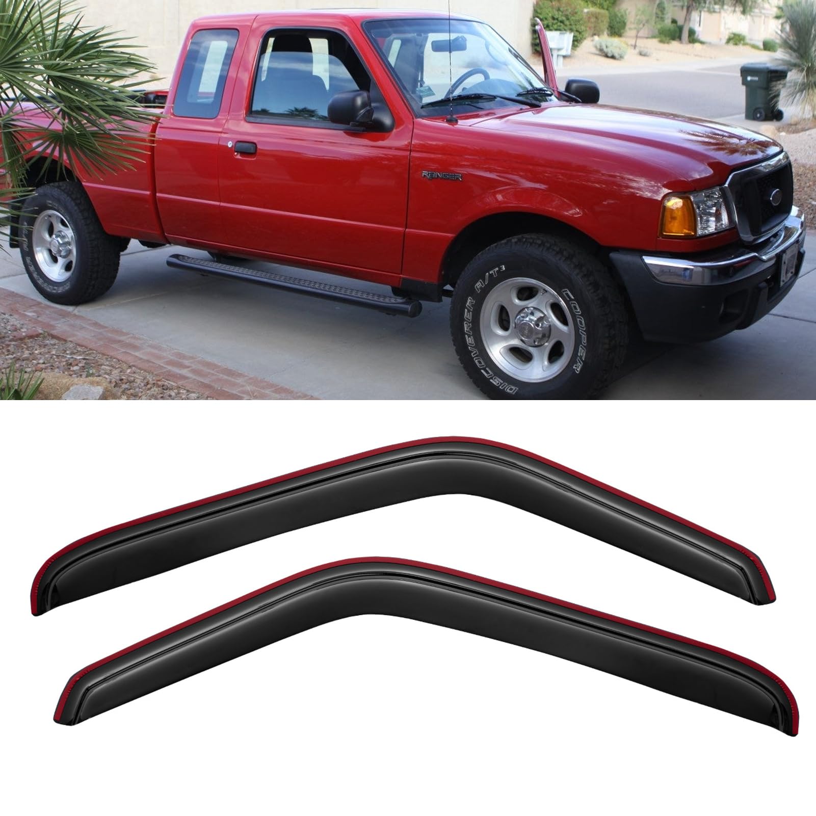 Cxdar Rain Guards for 1993-2011 Ford Ranger, 1994-2009 Mazda B2300, 1998-2001 Mazda B2500, 1994-2007 Mazda B3000 Window Visors Vent Guard Shade Deflector, in-Channel 2PCS