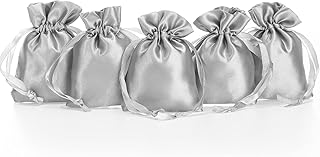 50 Sacchetti di Raso 3 x 4 con Coulisse Sacchetti da Regalo Mini Borsa di Gioielli Piccoli Sacchetti per Bomboniere di Nozze Sacchetti di Caramelle in Tessuto Morbido Liscio (Argento)
