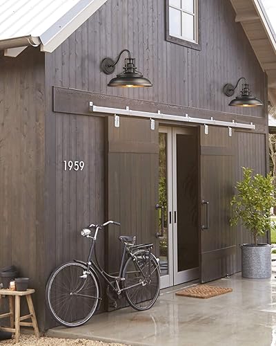 Miniatura 7 de FEMILA Lámpara colgante industrial, lámpara de montaje semiempotrado, apliques de pared vintage de granja, acabado de bronce aceitado