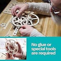 Vista 4 de UGEARS Aero Clock - Rompecabezas 3D de madera para adultos, kit de modelo mecánico de madera para adultos, reloj de pared, rompecabezas 3D con kit