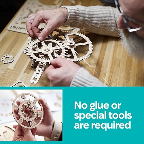 Miniatura 4 de UGEARS Aero Clock Wooden 3D Puzzles for Adults - Mechanical Wooden Model Kits for Adults to Build, Wall Clock 3D Puzzle with Pendulum Model Kit, DIY