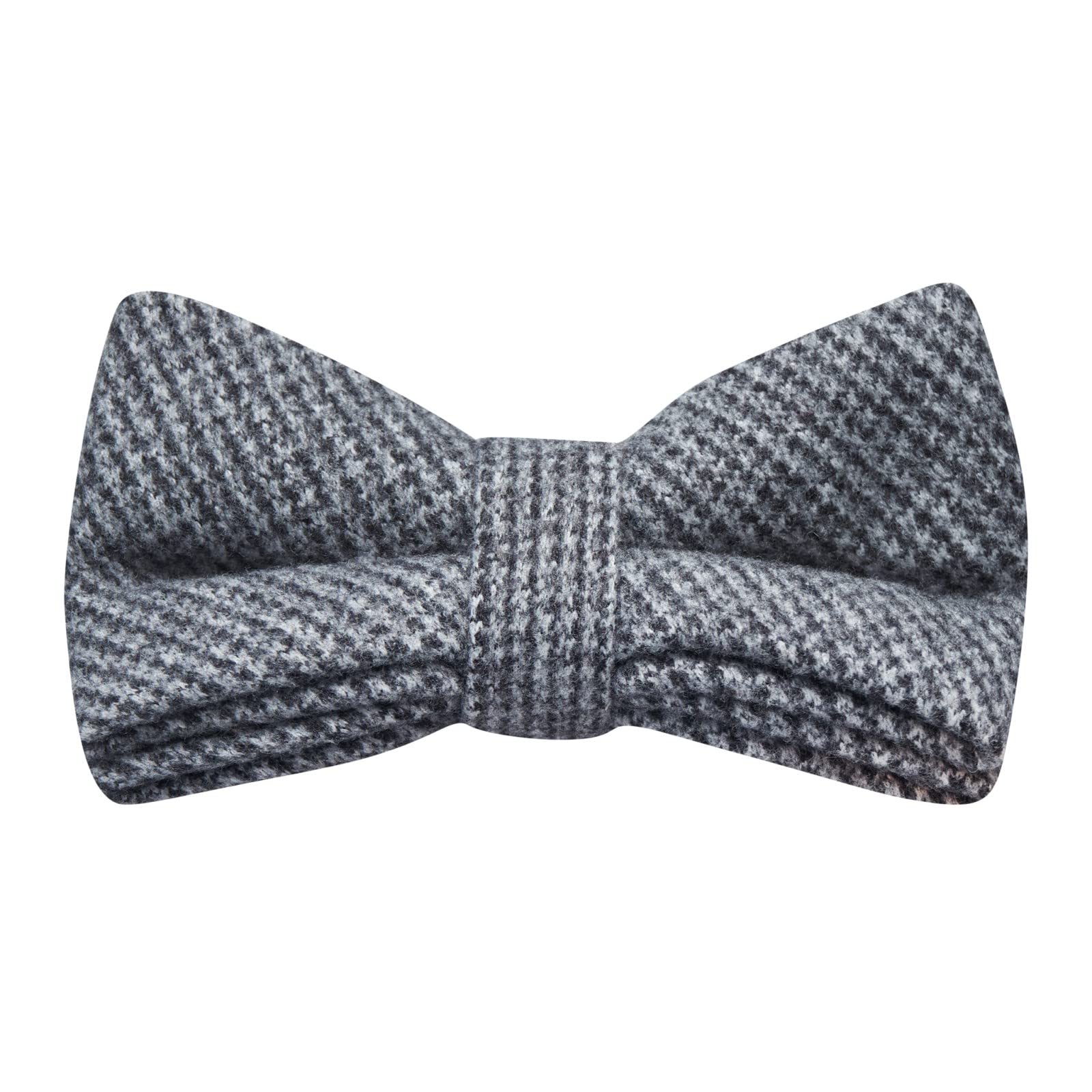 King & Priory Men's Grey /Blue Micro Dogtooth Bow Tie