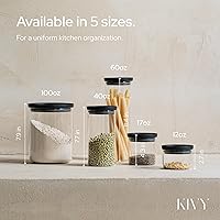 Vista 6 de KIVY Frascos de vidrio herméticos con tapa de vidrio transparente [2x 60oz] Contenedores de almacenamiento de alimentos de vidrio herméticos