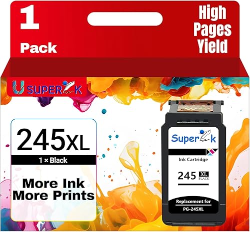 SuperInk Cartucho de tinta remanufacturado 245XL compatible con Canon 245 XL PG-245XL para PIXMA MG2520 MG2920 MG2922 MG2924 MG2420 MG2522 MG2525