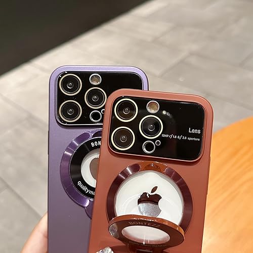 Miniatura 7 de Funda con soporte invisible para iPhone 141312Pro Max con soporte, compatible con Magsafe, protector magnético para lente de vidrio de ventana