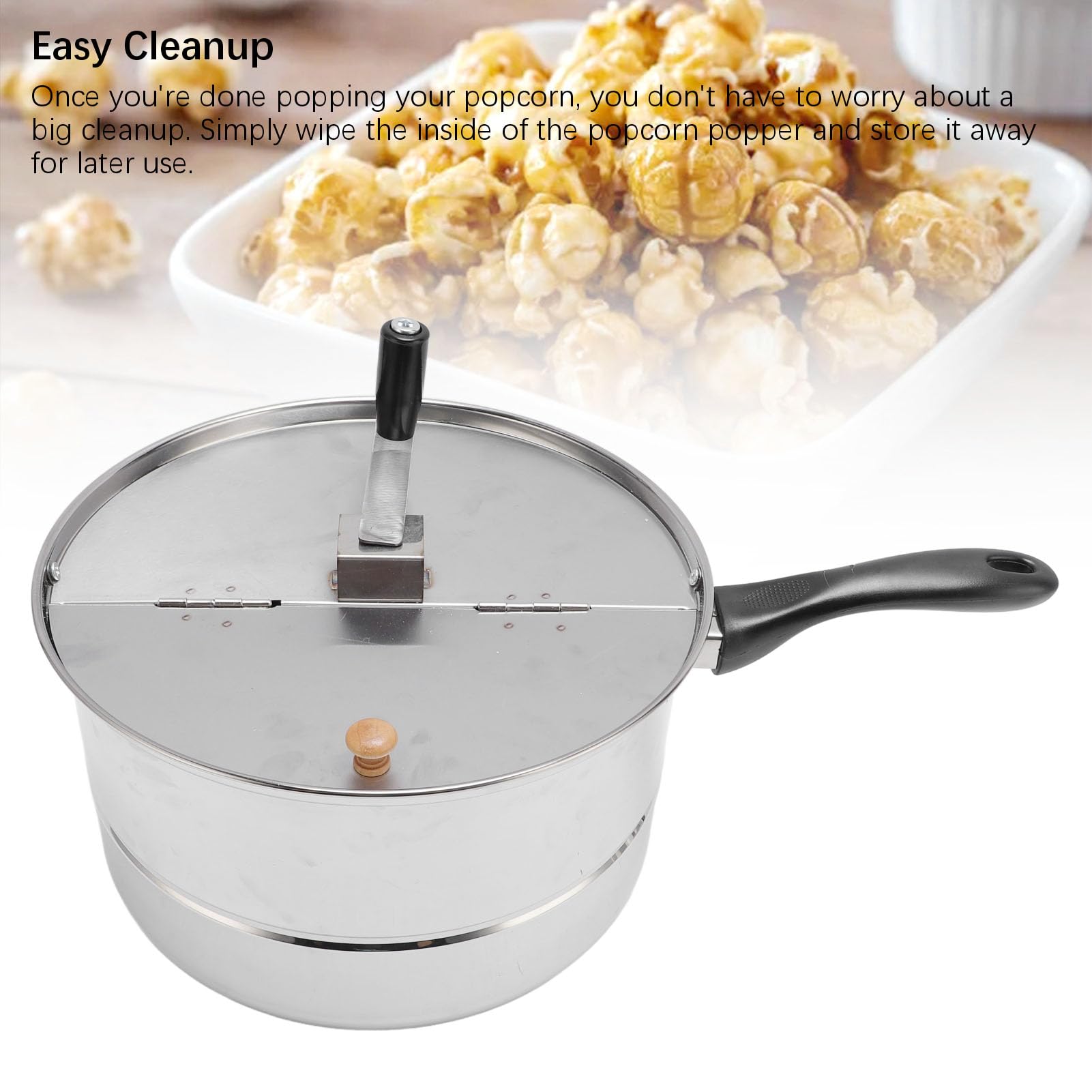 Zerodis Máquina para Hacer Palomitas de Maíz para Estufa, Palomitas de Maíz de Acero Inoxidable con Manivela para Calefacción Eléctrica de Gas, Noches de Cine Familiares, Uso Comercial en el Hogar