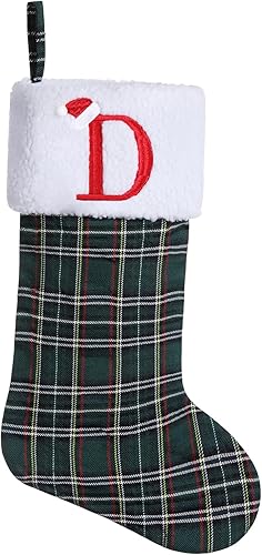 Miniatura 64 de Calcetines de Navidad bordados con monograma inicial de 20 pulgadas, decoración de Navidad, calcetines personalizados, decoración de temporada Negro