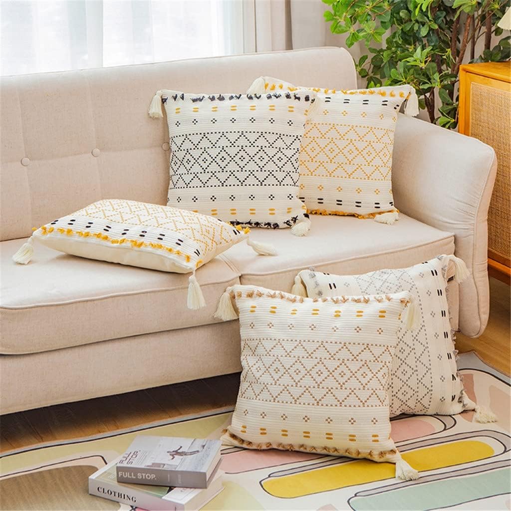 Home Pillow Square Decorative Pillows Cushion Cover for Sofa Bed Car Waterproof with Tassels Nordic Geometric Pillowcase