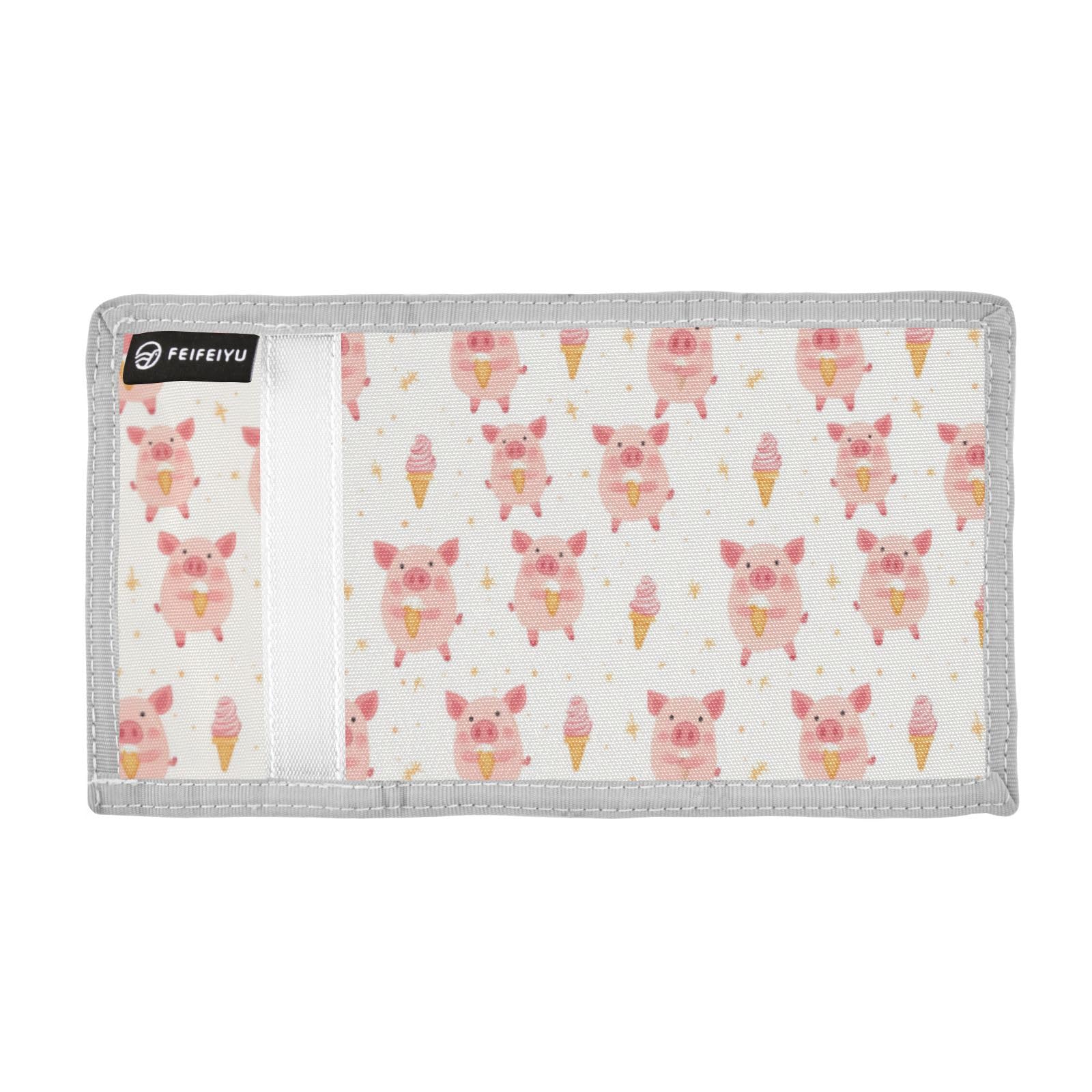 Wusikd Cute Pink Piggy Kids Wallet for Boys Girls Ice Cream Toddler Trifold Wallet Novelty Wallet for Teens Women Men