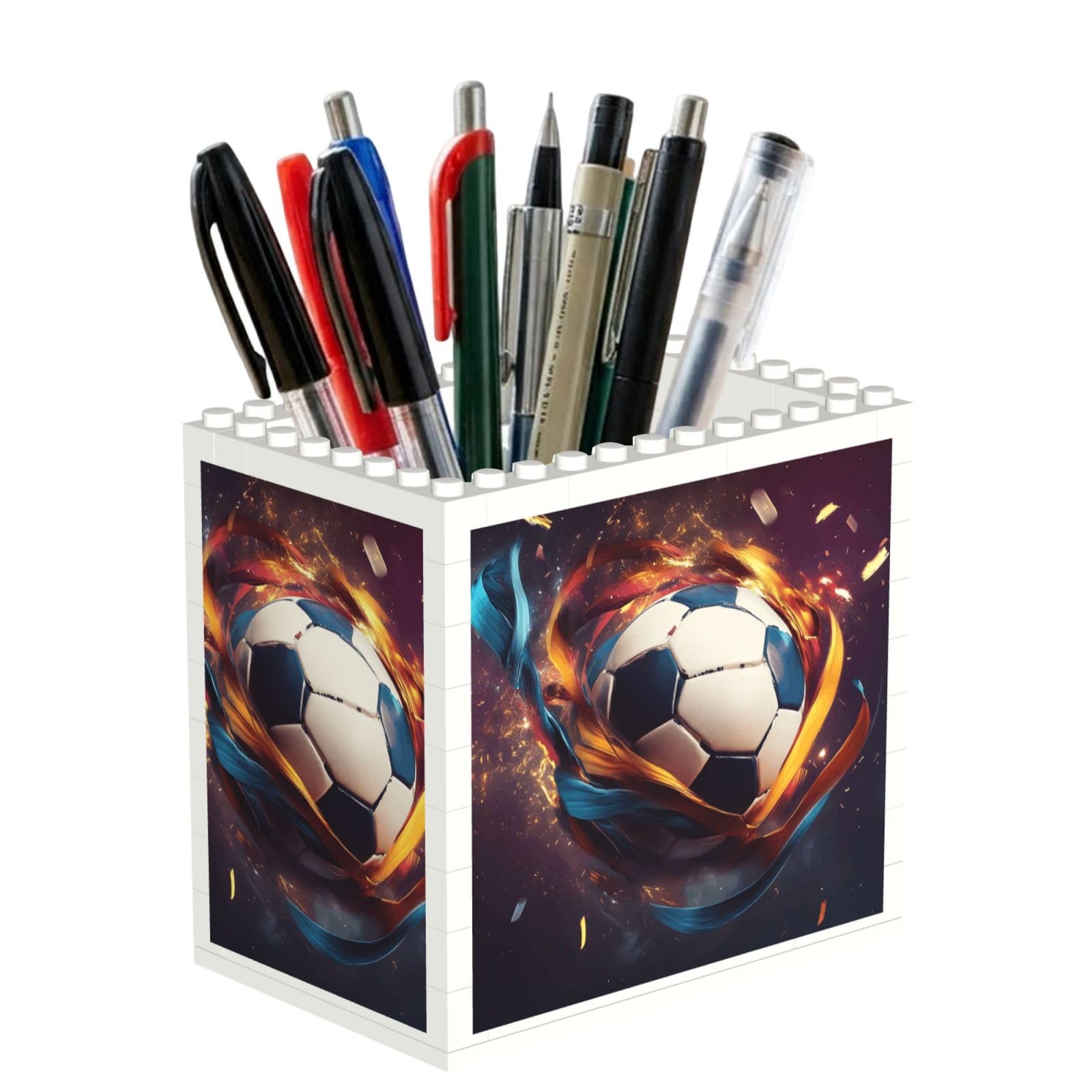 Colorful Ribbons and a Soccer Ball Building Block Desk Tidy ABS Organiser