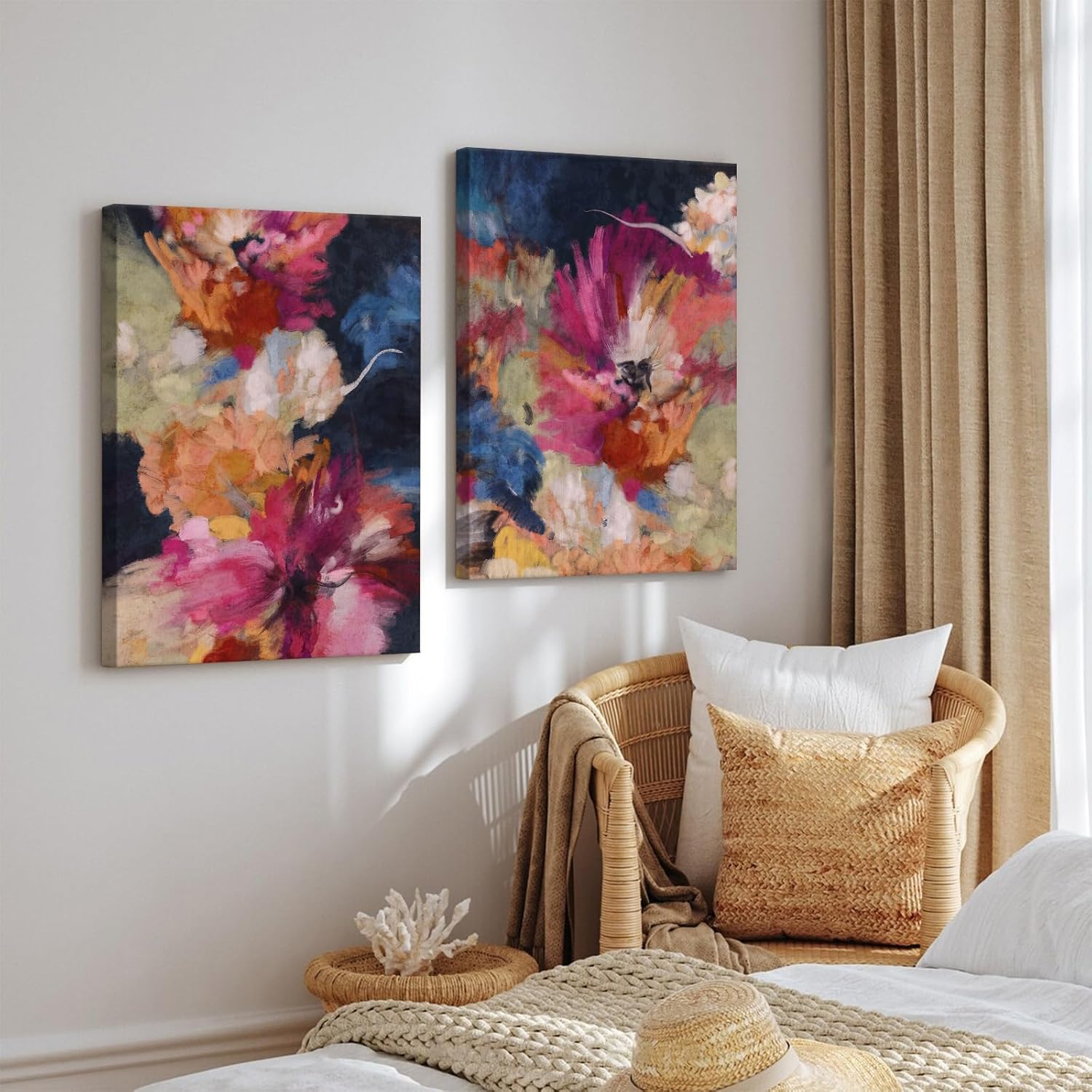 Colorful Abstract Wall Art Decor Modern Flower Canvas Wall Art Abstract Flower Pictures Painting Modern Colorful Artwork Posters Abstract Prints for Living Room Bedroom 16x24 Ready to Hang Set of 2 - Image 7