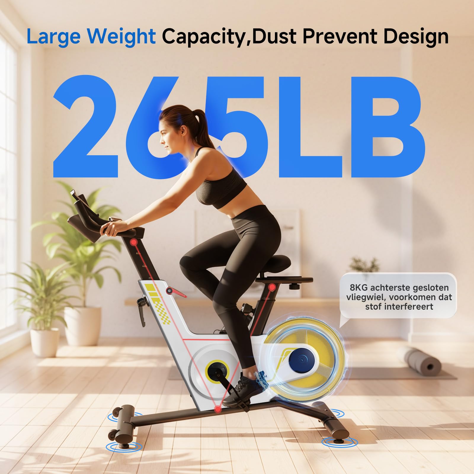Cyclette per Casa, 40 Livelli di Resistenza Magnetica, Pieghevole per Interni, Capacità di Peso di 120 kg, Bici da Fitness Silenziosa, con Display a LED, App Supportata, Colore Bianco