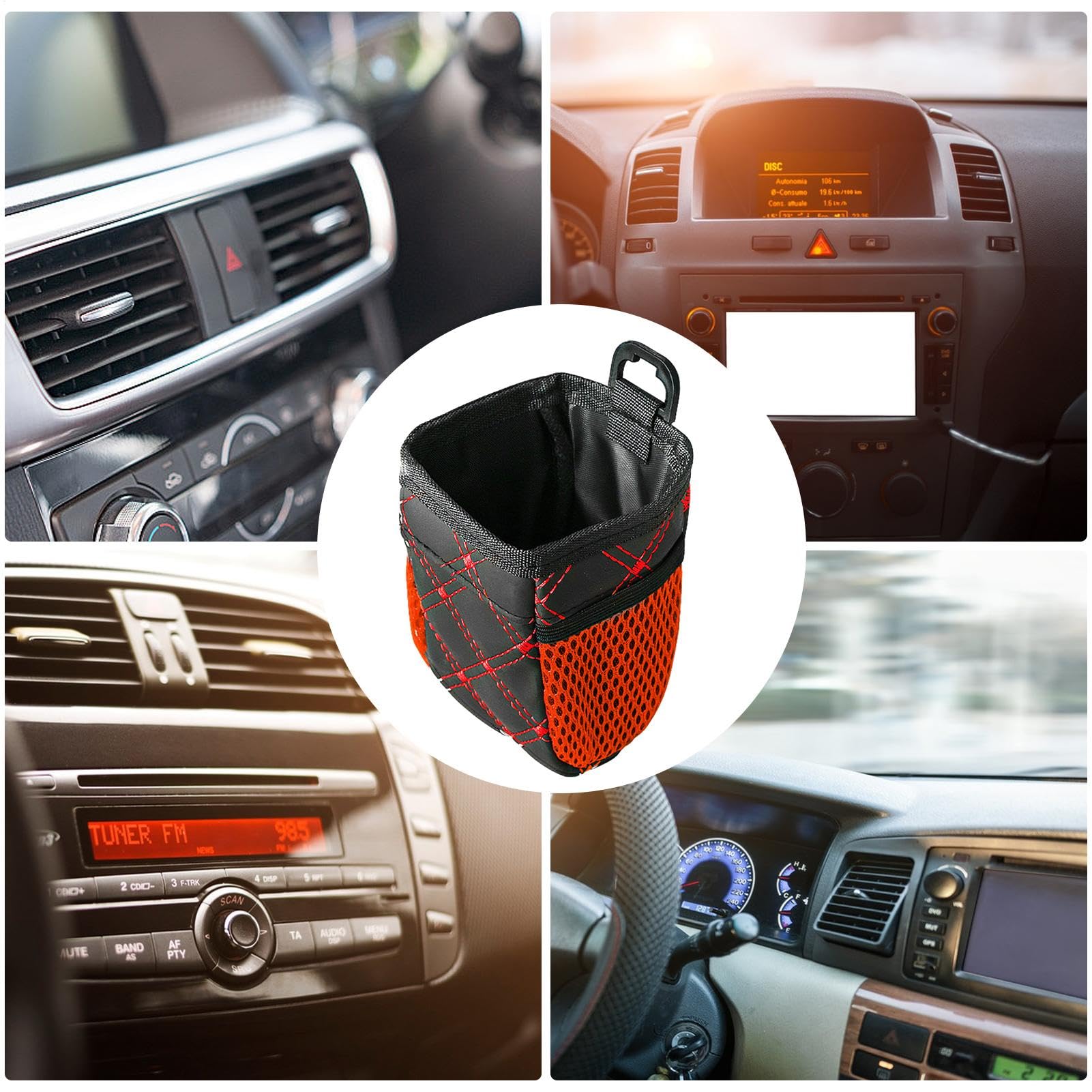 Car Air Vent Bag, Car Outlet Bucket Bag, 4.72x2.56x2.76 inches PU Leather Storage Pouch for Mobile Phone, Keys, Sunglasses, and Dashboard Organization