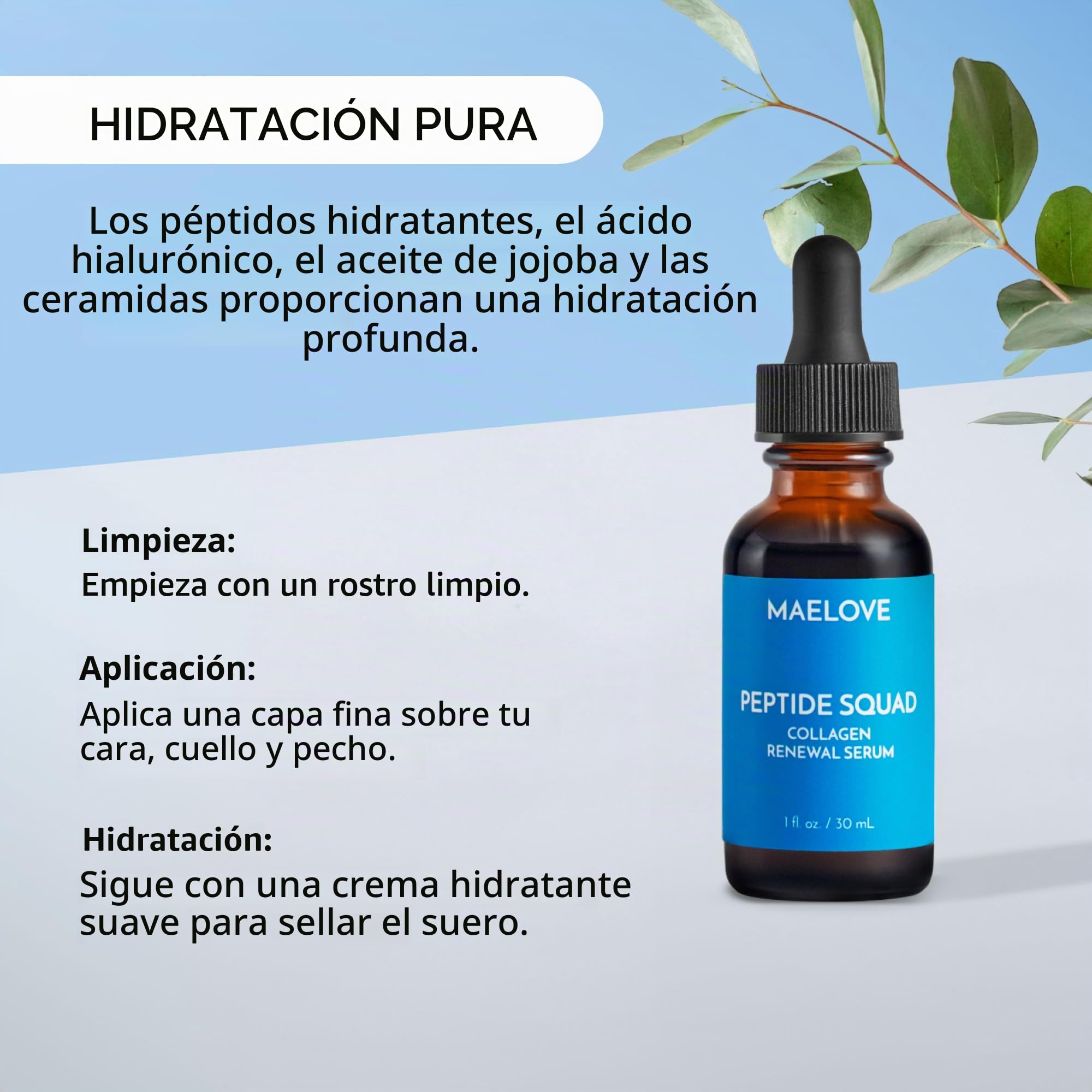 Sérum renovador de colágeno péptido, suero antienvejecimiento para la cara con péptidos de cobre, Argireline y Matrixyl 3000, suero hidratante con péptidos para arrugas, líneas finas y