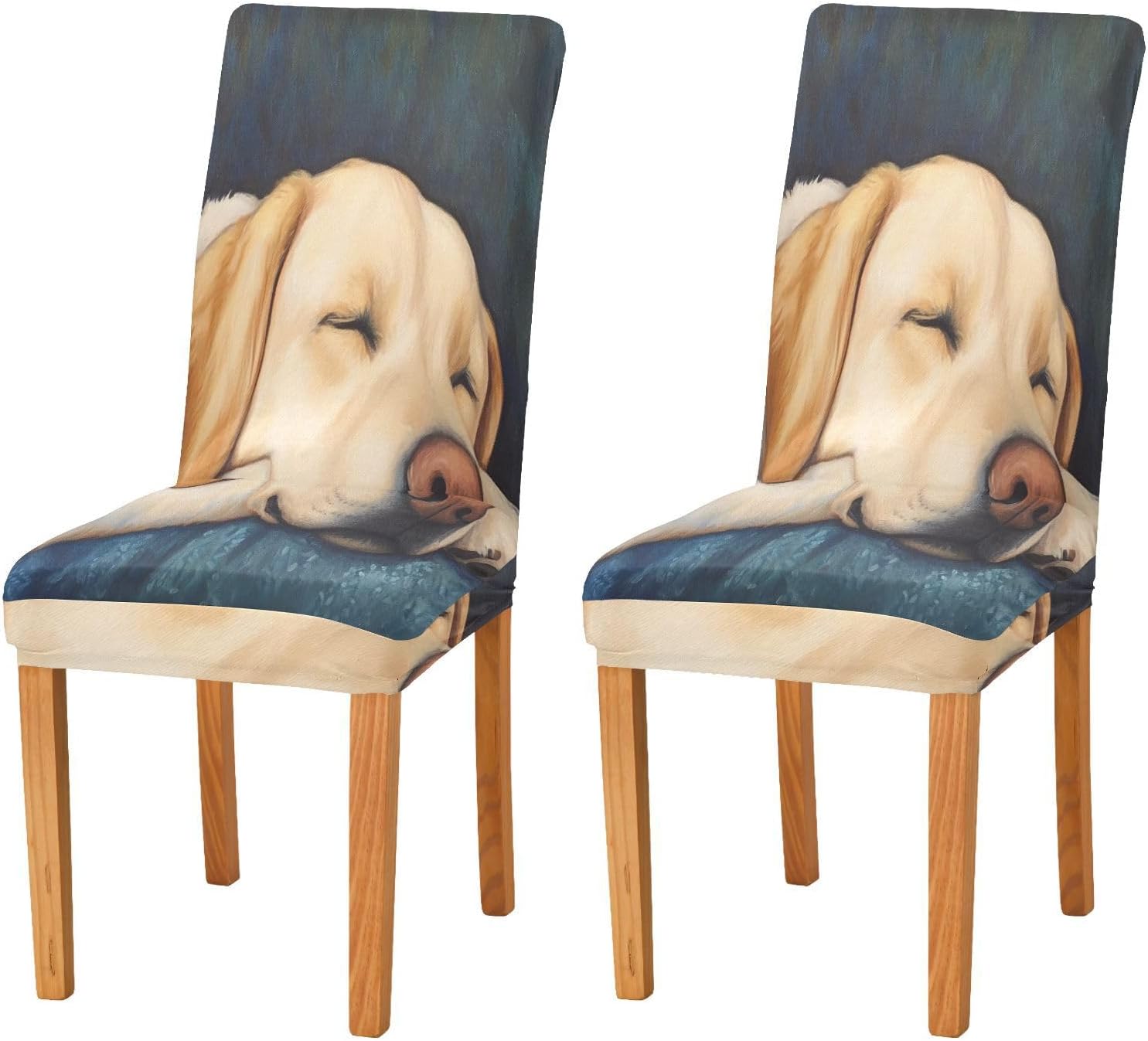 ALAZA Chair Covers for Dining Room, Labrador Sweet Dreams Stretch Chair Cover Sets Chair Protector Removable Washable for Ktichen Restaurant Hotel