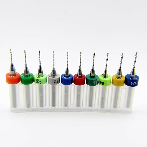 Juego de brocas de diez tamaños de 0.024 a 0.035 pulgadas, vástagos #73, 72, 71, 70, 69, 68, 67, 66, 66, 65 1/8 pulgadas