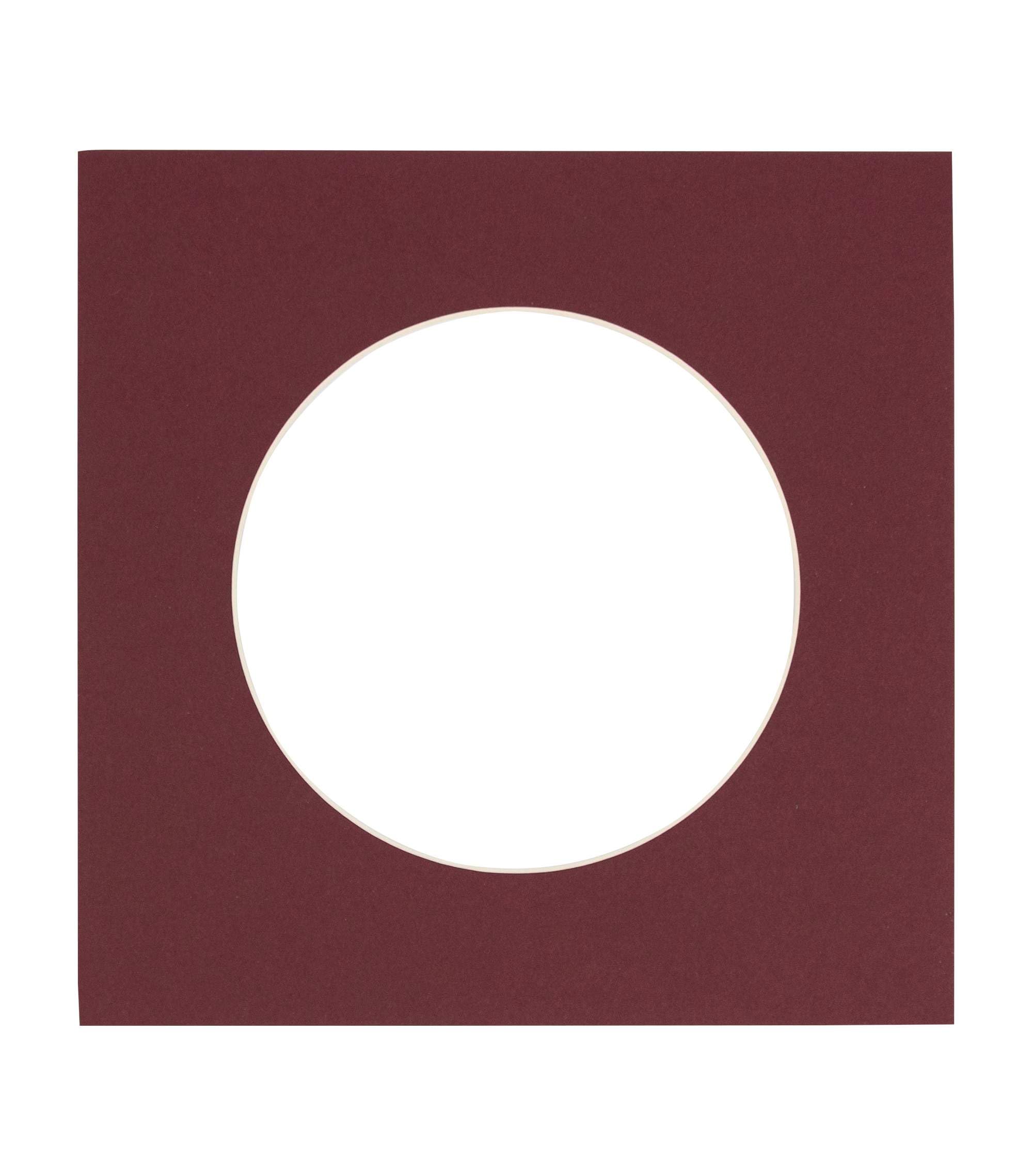 CountryArtHouse Maroon Acid Free 18x18 Circle Picture Frame Mat with White Core Bevel Cut for 14x14 Pictures - Fits 18x18 Frame - Pack of 1 Matboard