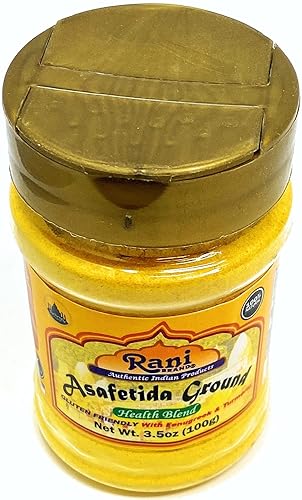 Miniatura 6 de Rani Asafetida (Hing) - Mezcla de salud molida con fenogreco y cúrcuma, 3.5 onzas (3.53oz), tarro de PET  Apto para gluten, sin sal  Vegano  Sin OMG