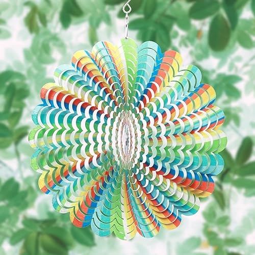 Miniatura 10 de Spring Song Molinillo de viento 3D de acero inoxidable para interiores y exteriores, árbol de la vida, decoración de jardín, manualidades, adornos