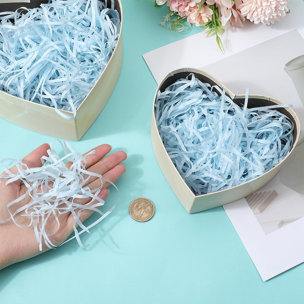 SOFPLATE 180G Gift Box Stuffing Paper Basket Grass Filler Bulk Blue Crinkle Cut Shred Tissue Paper Bags Cushion Confetti Filler for Basket Filling Wrapping Valentine's Day Holiday Party Decor DIY
