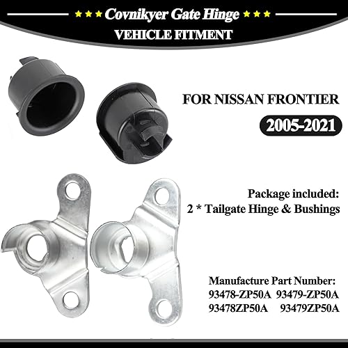 Miniatura 2 de Kit de bisagra para portón trasero con buje compatible con Nissan Frontier 2005-2021, reemplazo de bisagra de puerta trasera montada en la cama