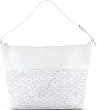Pre-Loved Grenadine Hobo Coated Canvas with Leather, White