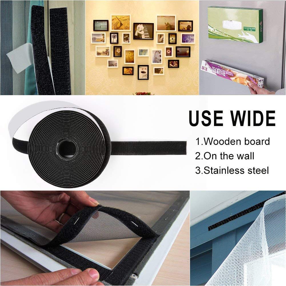 Nastro Adesivo Hook E Loop 10 Metri - Nero, 20mm, Biadesivo Extra Forte, Riutilizzabile Per Casa E Ufficio - Foto 9