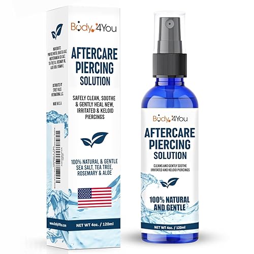 Miniatura 3 de BodyJ4You Aerosol para el cuidado posterior de piercing, solución de limpieza salina, limpiador de piercing de nariz, vientre y oído, tratamiento