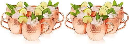 Miniatura 7 de Kitchen Science Moscow Mule - Juego de 6 tazas de cobre 16 onzas  Tazas de cobre 100 puro de grado alimenticio  Hecho a mano con acabado martillado