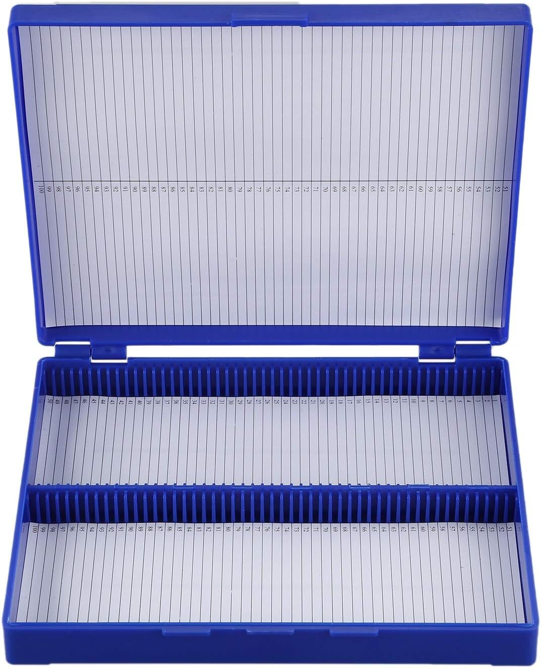 Royal Blue Plastic Rectangle Hold 100 Microslide Slide Microscope Box