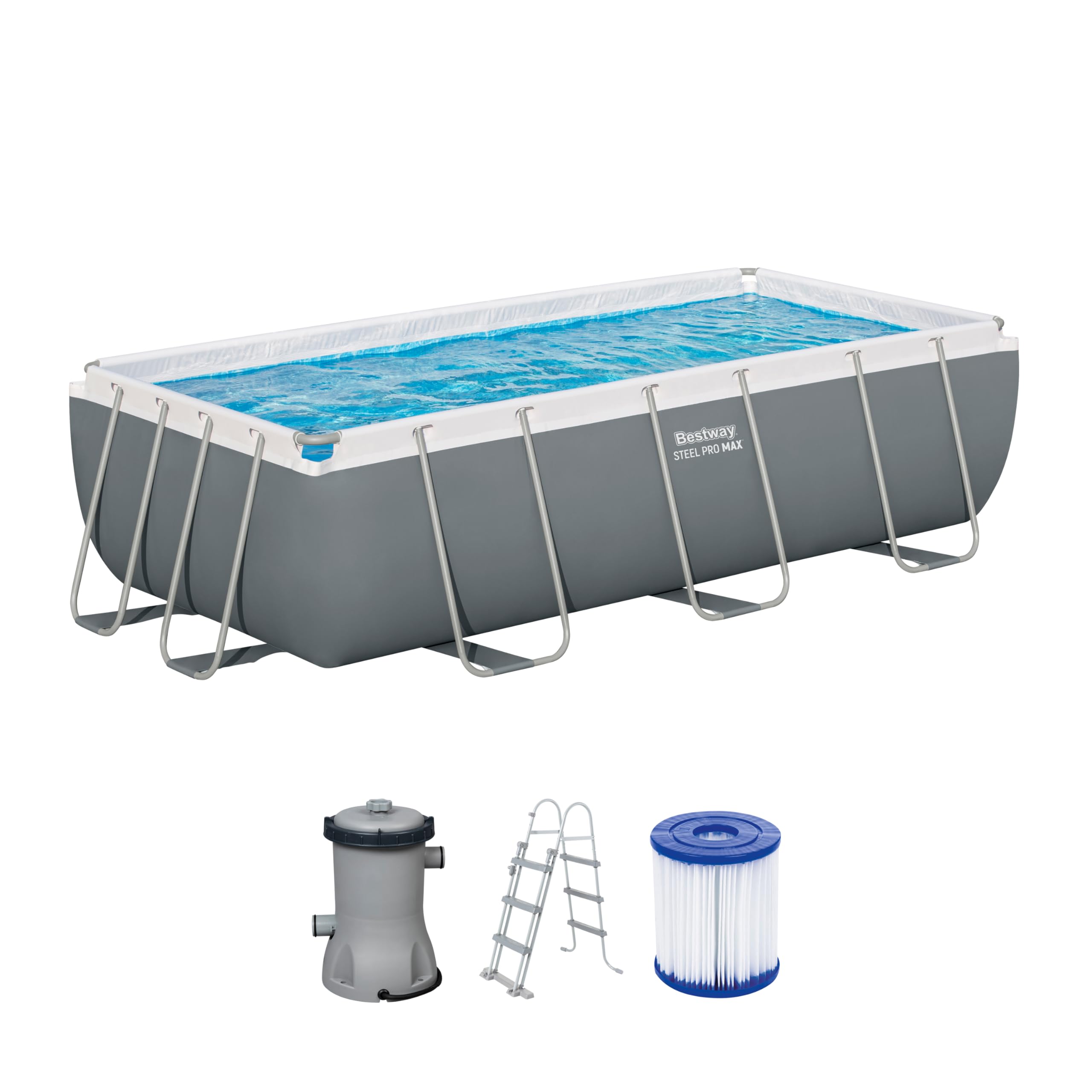 Bestway Juego de Piscina Rectangular de 13.3" x 6.7" x 39.5"/​4.04 MX 2.01 MX 1 m