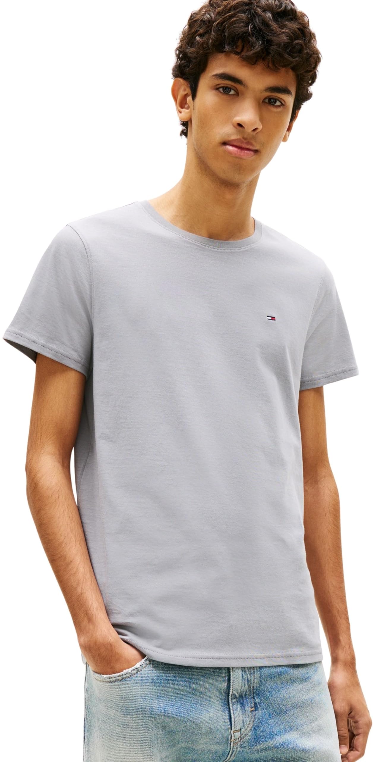 Tommy Jeans Men's TJM Xslim Jersey Tee Dm0Dm04411 S/S T-Shirt, Grey (Gravel Grey), S