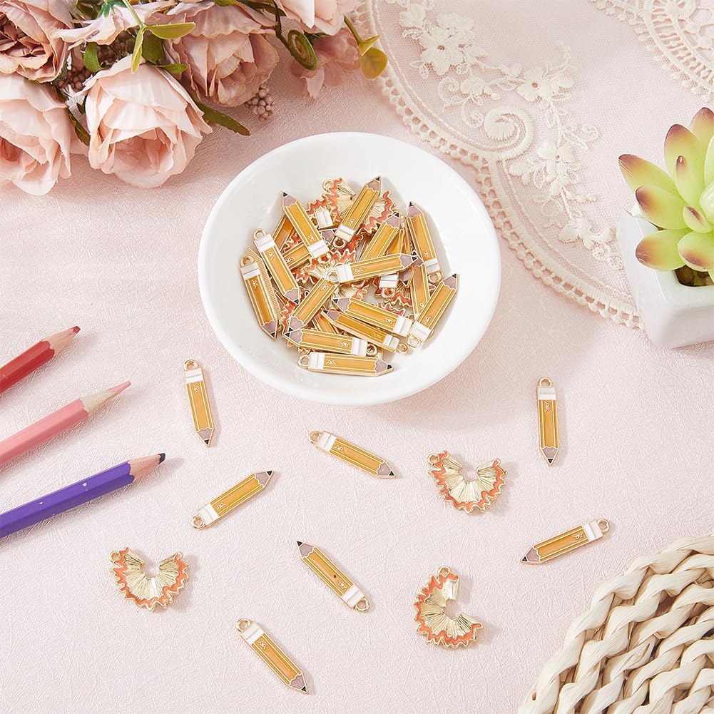 40Pcs Enamel Pencil Charms Teacher School Charm Bulk Back to School Pendants for Jewelry Making DIY Necklaces Supplies Earrings Bracelets Keychains Craft Teacher's Day Accessory - Image 4