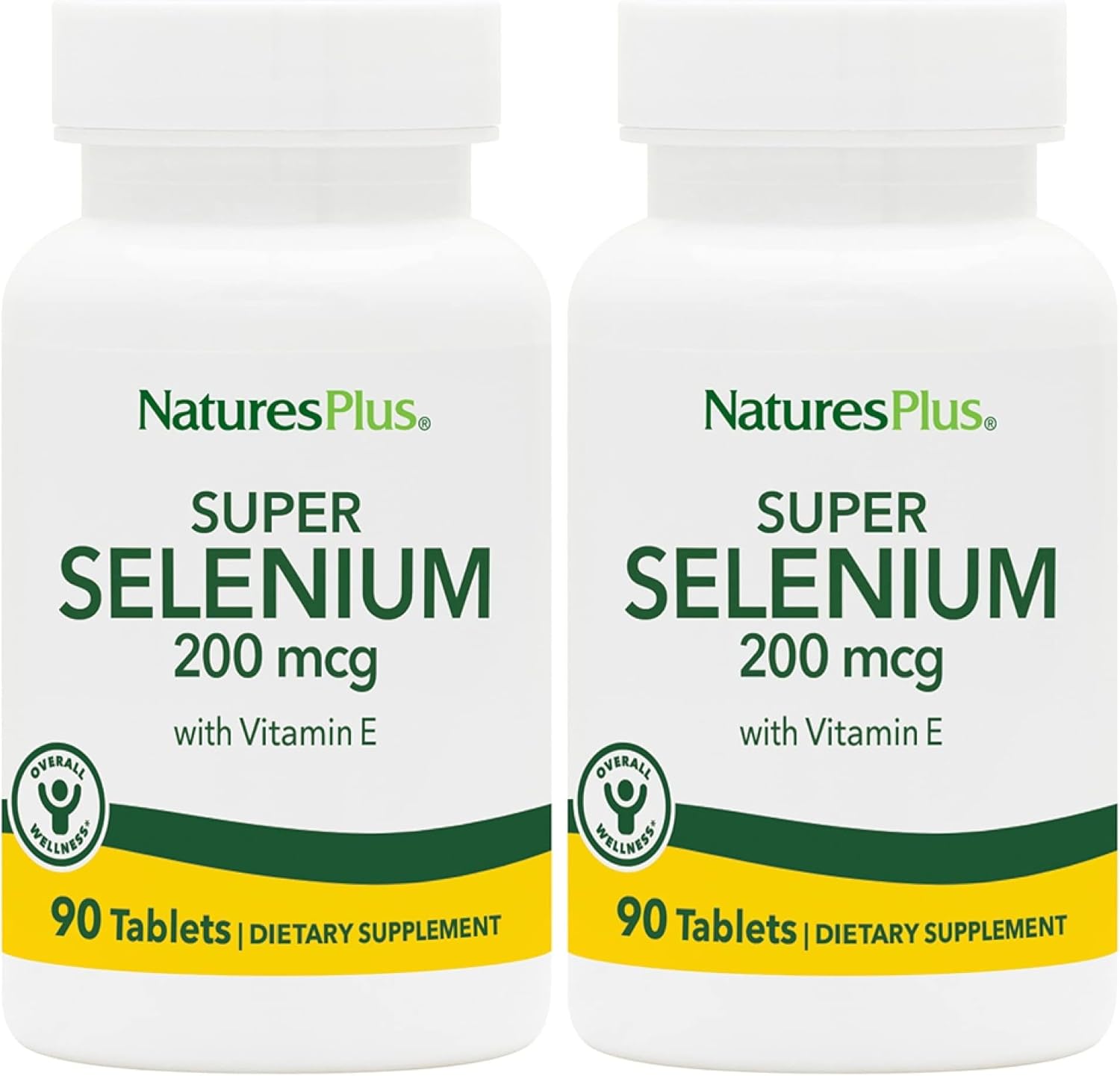 NaturesPlus Super Selenium Complex - 200 mcg, 90 Vegetarian Tablets - Essential Mineral Supplement with Vitamin E - Promotes Healthy Thyroid - Antioxidant - Gluten-Free - 90 Servings (Pack of 2)