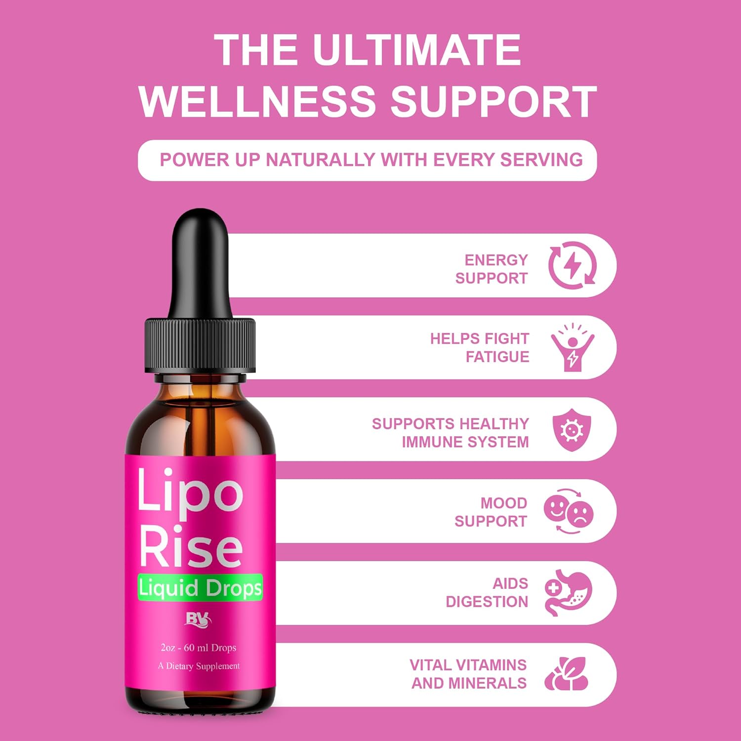 BLUE VIBE Lipo Rise Liquid Drops, Lipo Rise Advanced Maximum Strength Overall Health & Wellness Support Supplement, LipoRise Premium Daily Health and Overall Energy Formula (2 Pack - 4oz / 120ml) - Image 5