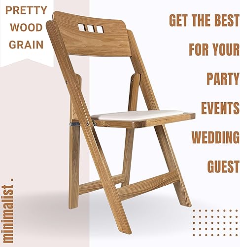 Miniatura 3 de Silla plegable de madera con asiento acolchado, asientos comerciales apilables para eventos en interiores y exteriores, fiestas, bodas, banquetes,